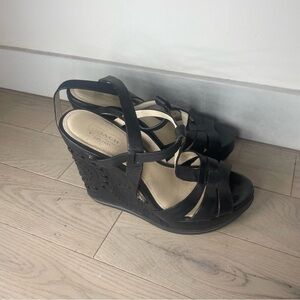 Coach Black Catalina Wedge Sandals